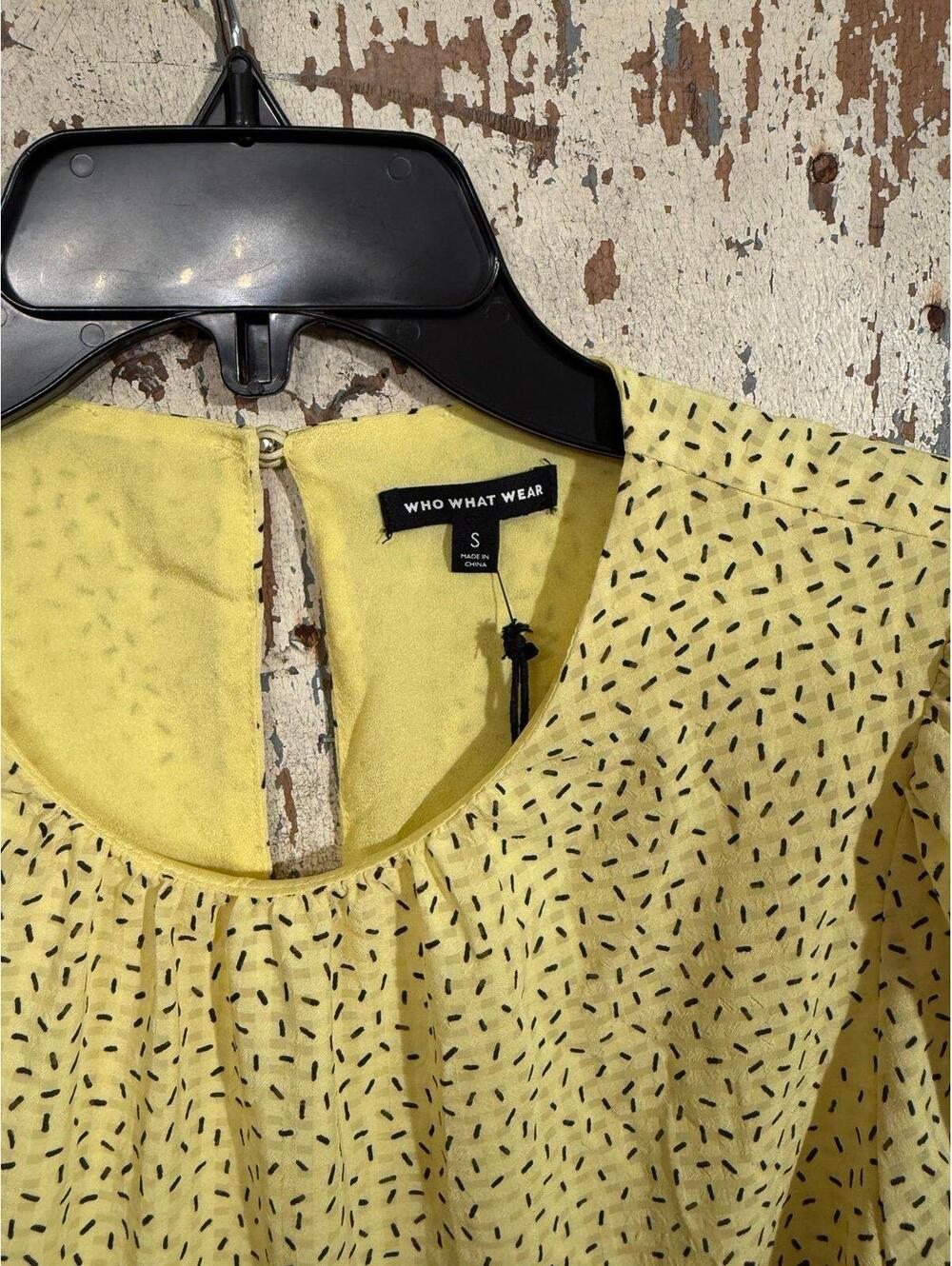 Who What Wear yellow polka dot babydoll dress size small - Picture 3 of 4